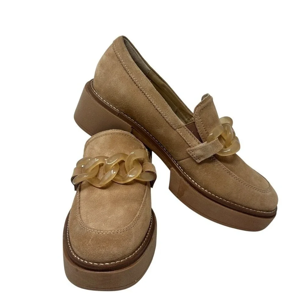 Dolce Vita Shalan Curb Link Loafer‎ - Toffee Suede - Women's size 8.5